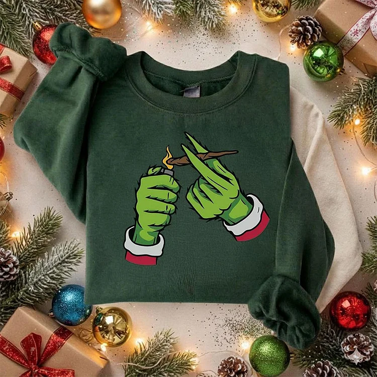Grinchmas Mary Jane Sweatshirt - Holiday Weed Crewneck Humor Tee