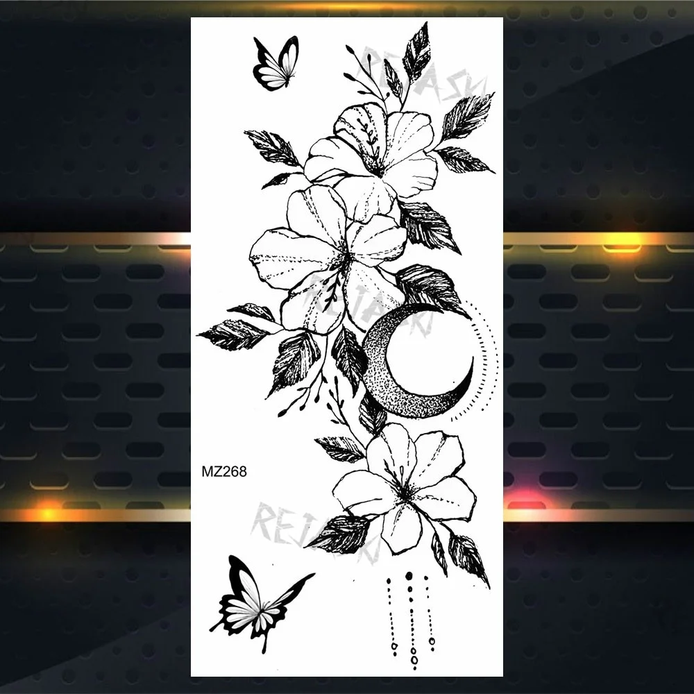 Sdrawing Rose Jewelry Water Transfer Tattoo Stickers Women Body Chest Art Temporary Tattoo Girl Waist Bracelet Flash Tatoos Flower