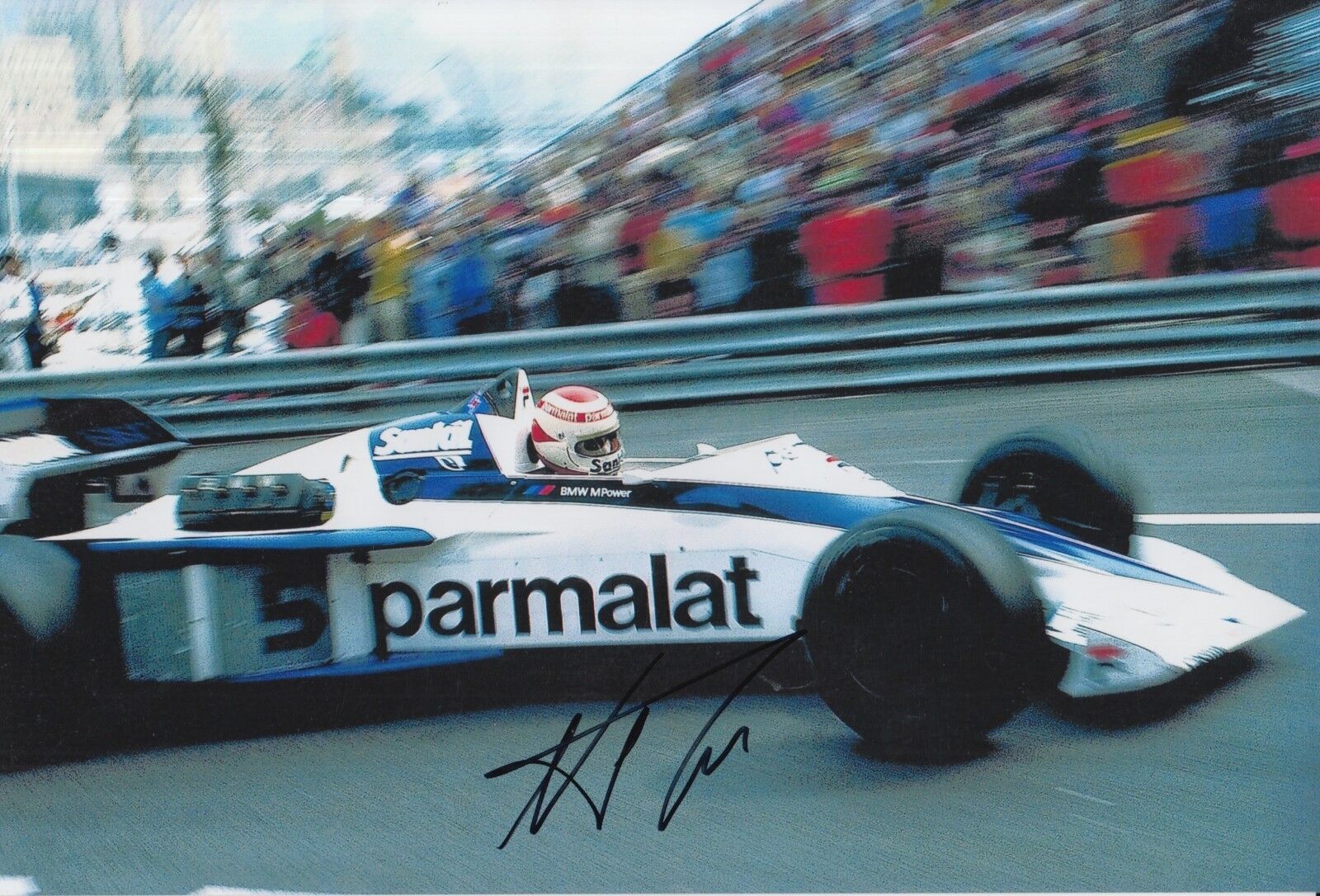 Nelson Piquet Hand Signed Parmalat Racing F1 12x8 Photo Poster painting 3.