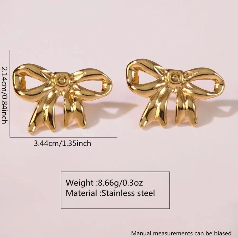 1 Pair Casual Minimalist Classic Style Bow Knot 304 Stainless Steel Imitation Gold  Ear Studs