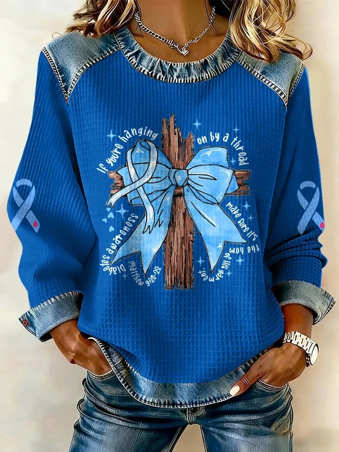 Women's If You&rsquo;Re Hanging On By A Thread, Make Sure It&rsquo;S The Blue One Print Sweatshirt socialshop