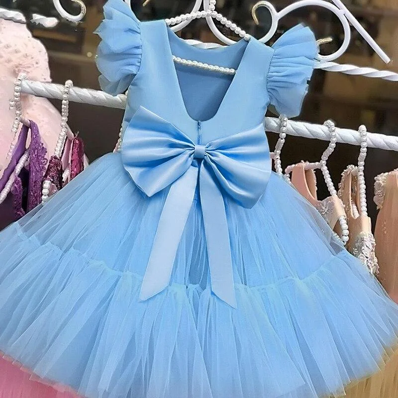 Summer Pretty Girls Dress Birthday Party Princess Dress Lace Kids Ball Gown Elegant Dress Casual Children Dress Size 4-10T