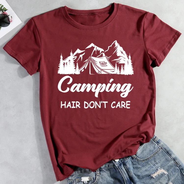 AL™  Camping hair i don't  care T-Shirt-013176-Annaletters