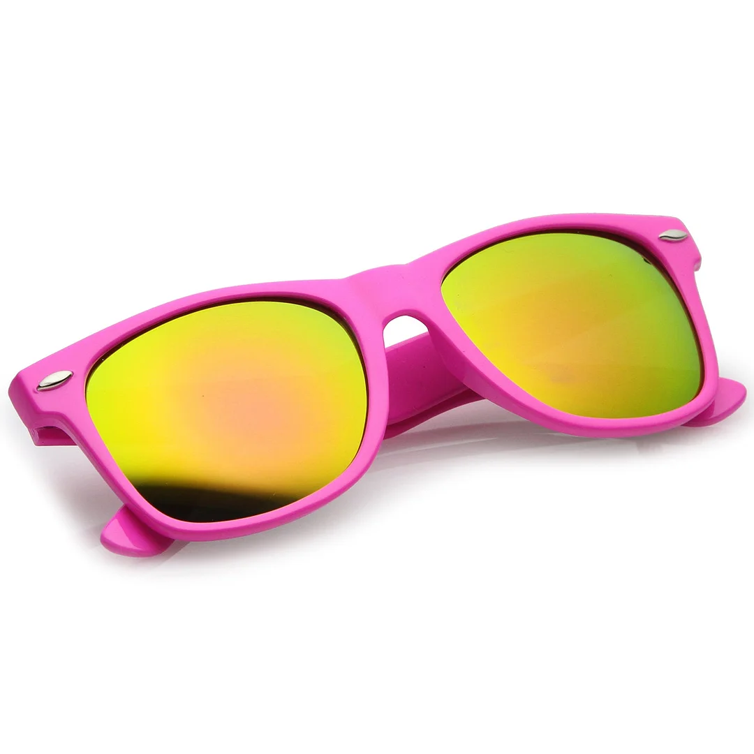 Retro Large Square Colored Mirror Lens Horn Rimmed glasses 55mm