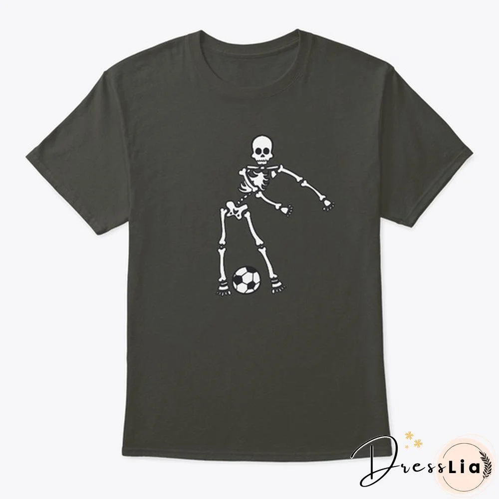 Dabbing Skeleton Soccer Ball Graphic By Hanes Tagless Tee T-Shirt