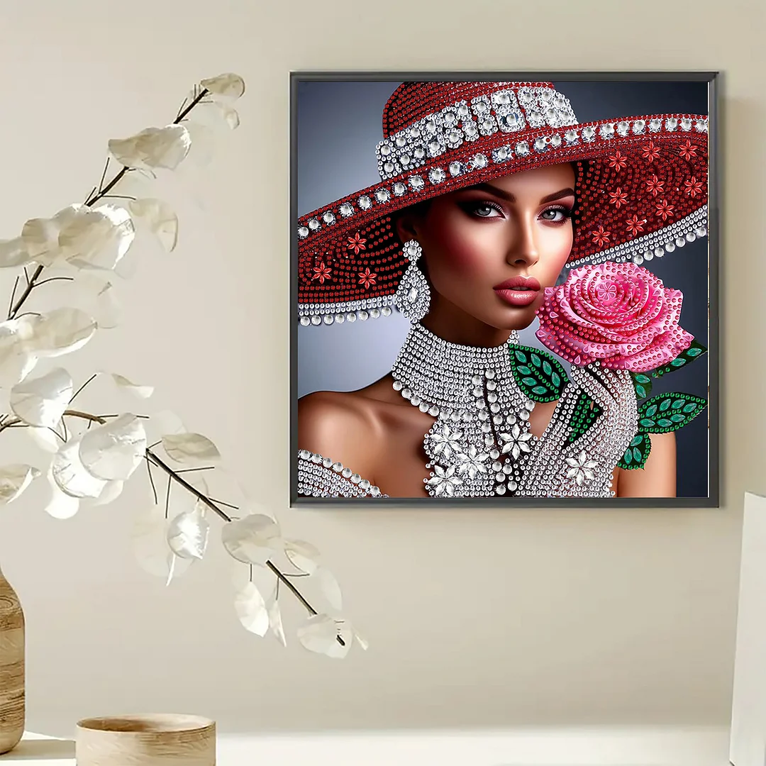 Diamond Painting - Partial Special Shaped Drill - Lady(Canvas|30x30cm)