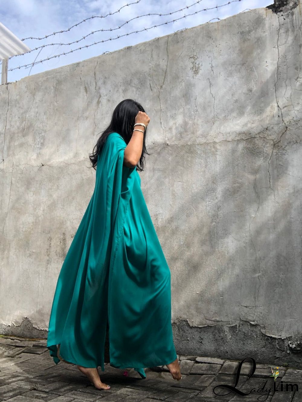 V Neck Solid Color Beach Cover Up