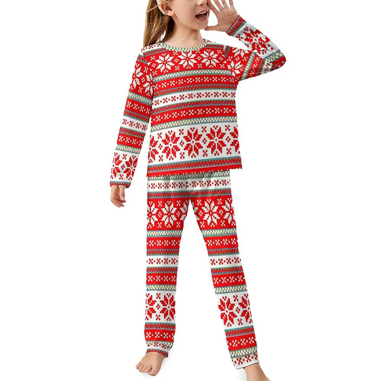 Children's Pajama Suit Red Christmas Snow