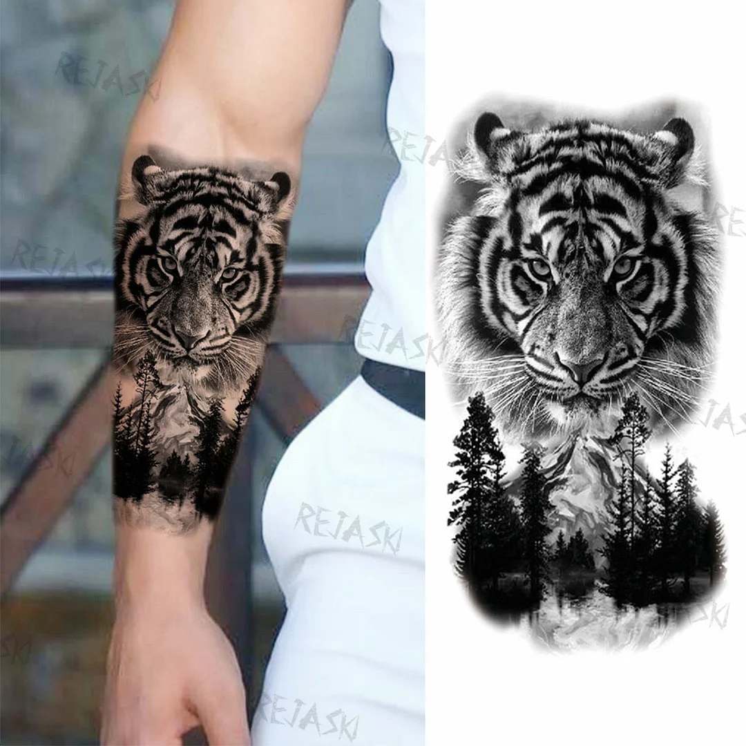 Gangster Wolf Temporary Tattoo For Women Men Death Skull Fake Tattoos Sticker DIY Harajuku Mermaid Waterproof Tatoo Body Art Arm