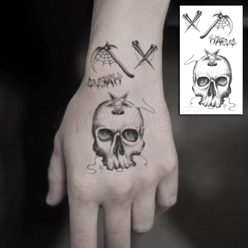Water Transfer Tattoo Skull Cyclops Pirate Tattoo Body Art Waterproof Temporary Fake Flash Tattoo for Man Woman Kid 10.5*6cm