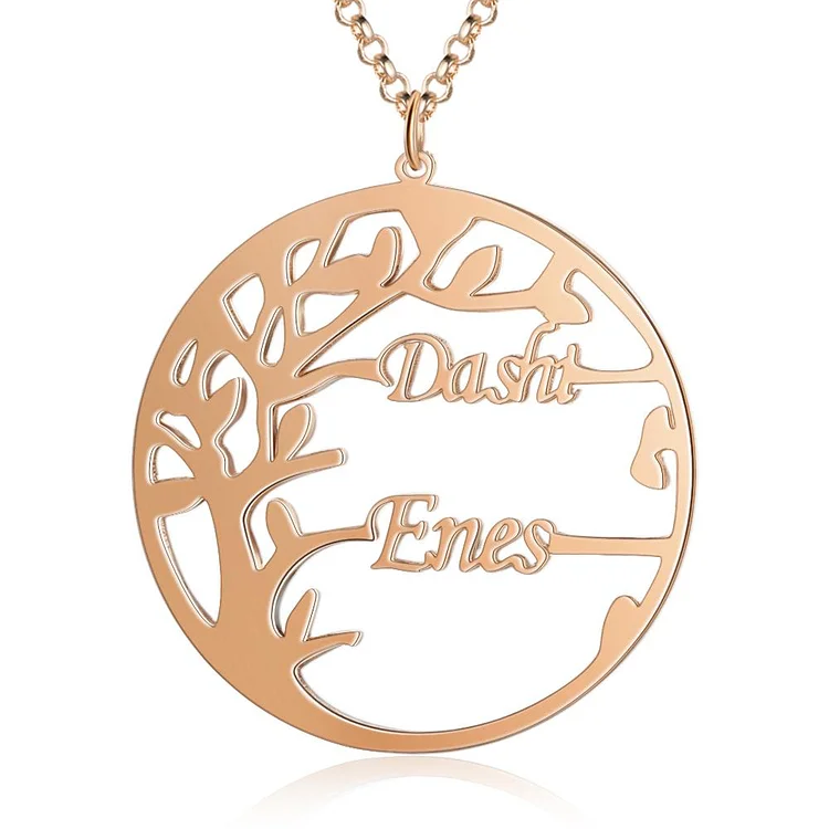 Family Tree Name Necklace Custom 2 Names Personalized Family Necklace with Child's Name