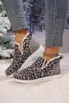 Women's Leopard Print Ankle Patched Flat Winter Warm Fur Boots Shoes 