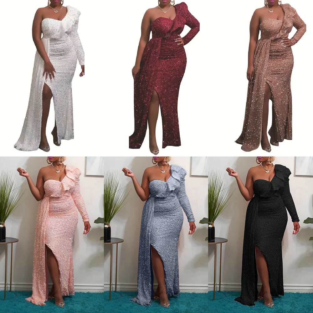 Uveng Uveng Winter African Dress Fashion New Shoulder Beads Bridesmaid Party Long Dress Dress Women's Dress