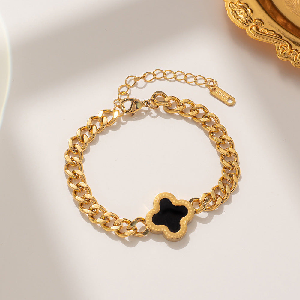 Women Clover Geometric Titanium Steel 18K Gold Plated Bracelets