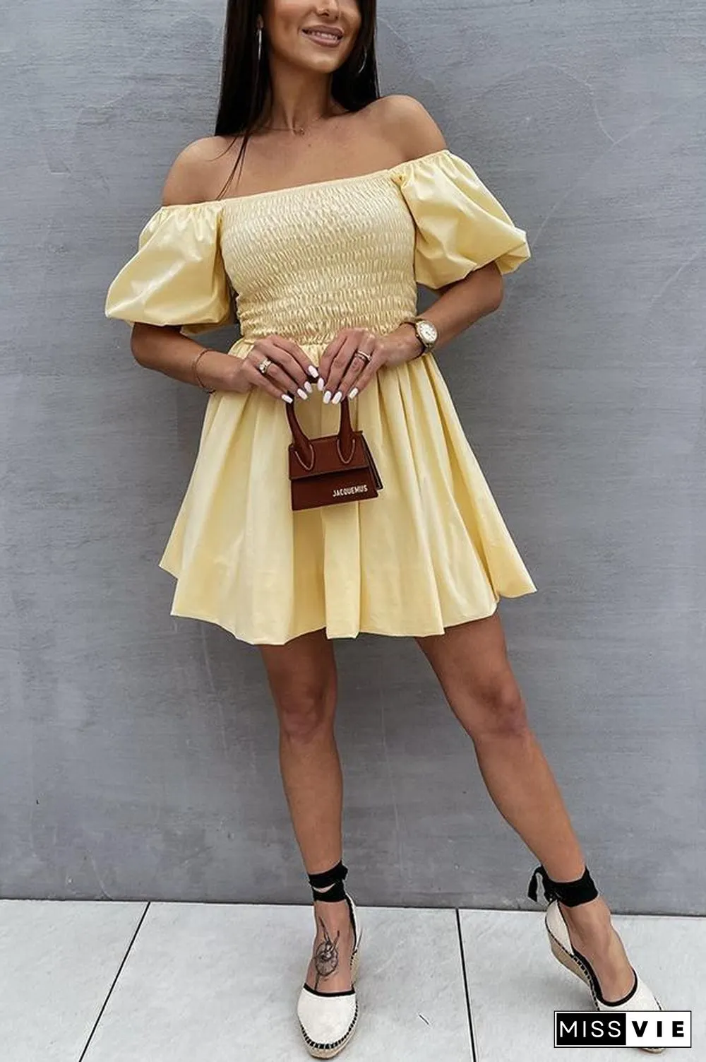Puff Sleeve Mini Dress P14299