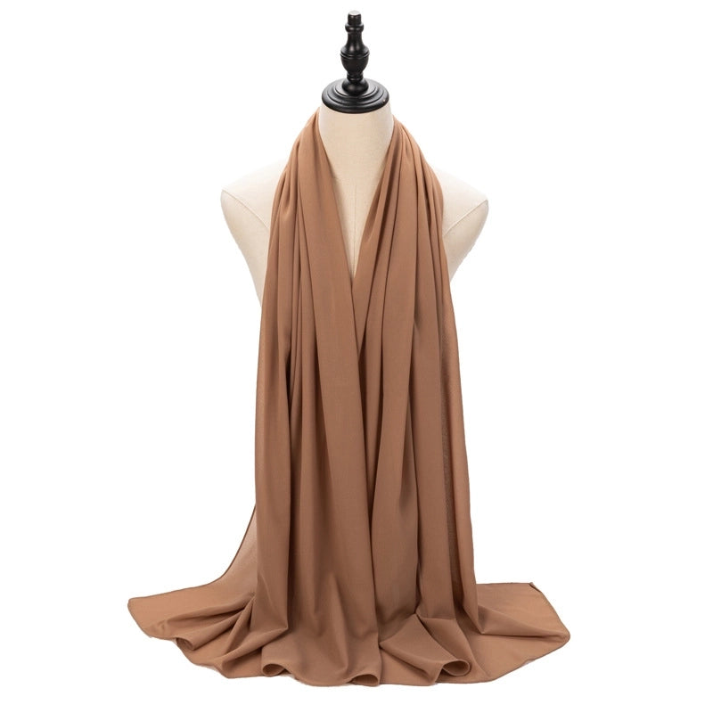 Hot Pearl Chiffon Yarn Muslim Women Hijab Silk Scarf Hui Turban Plain Long Scarf