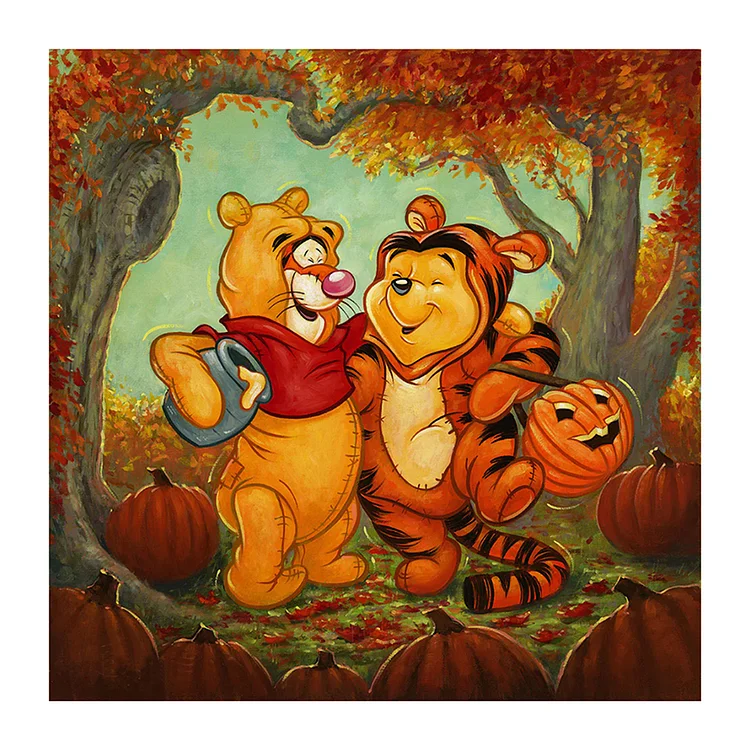 Winnie The Pooh And Tigger For Halloween - Printed Cross Stitch 11CT 40*40CM