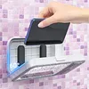 Bathroom Waterproof Phone Mount with BT Speaker 60 Degree Adjustable Angle Anti-Fog Shower Phone Stand No-Drill Wall Mount with Touchscreen for Bathroom Accessory Adults
