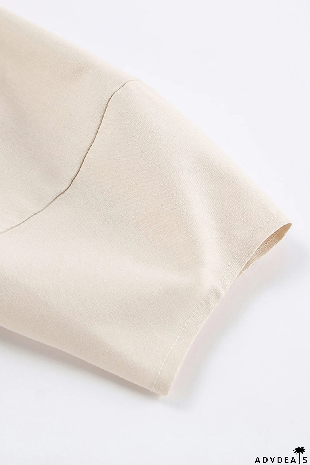 V Neck Single-breasted Cotton Linen A-line Dress