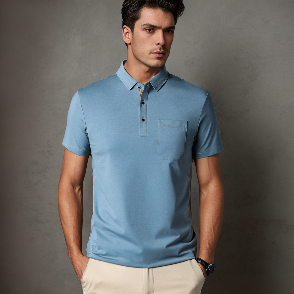Business Basic Silk Polo Shirts Men's Short Sleeves REAL SILK LIFE