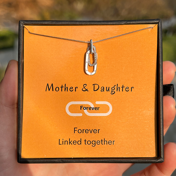 Mother and Daughter Forever Linked Together Sterling Silver Beauty Necklace