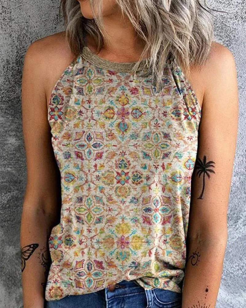 Vintage Tribal Print Tank Top