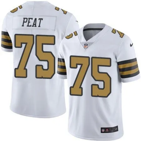 Saints #75 Andrus Peat White Men's Stitched NFL Limited Rush Jersey