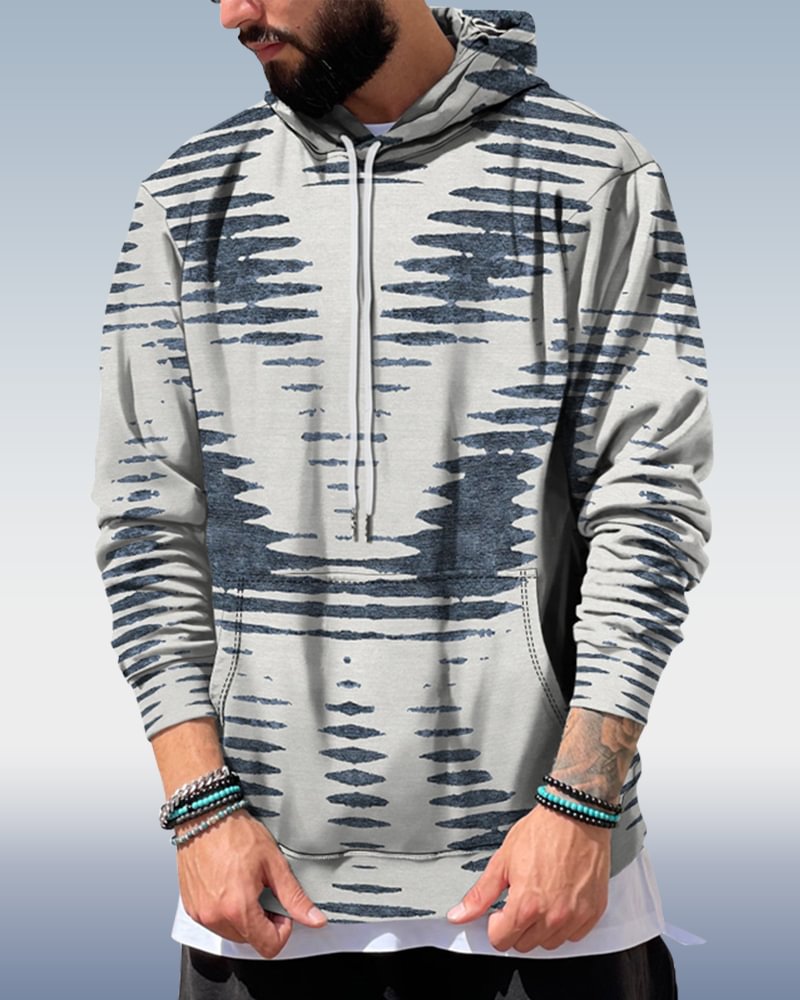 Men's Geometric Colorblock Hoodie 029