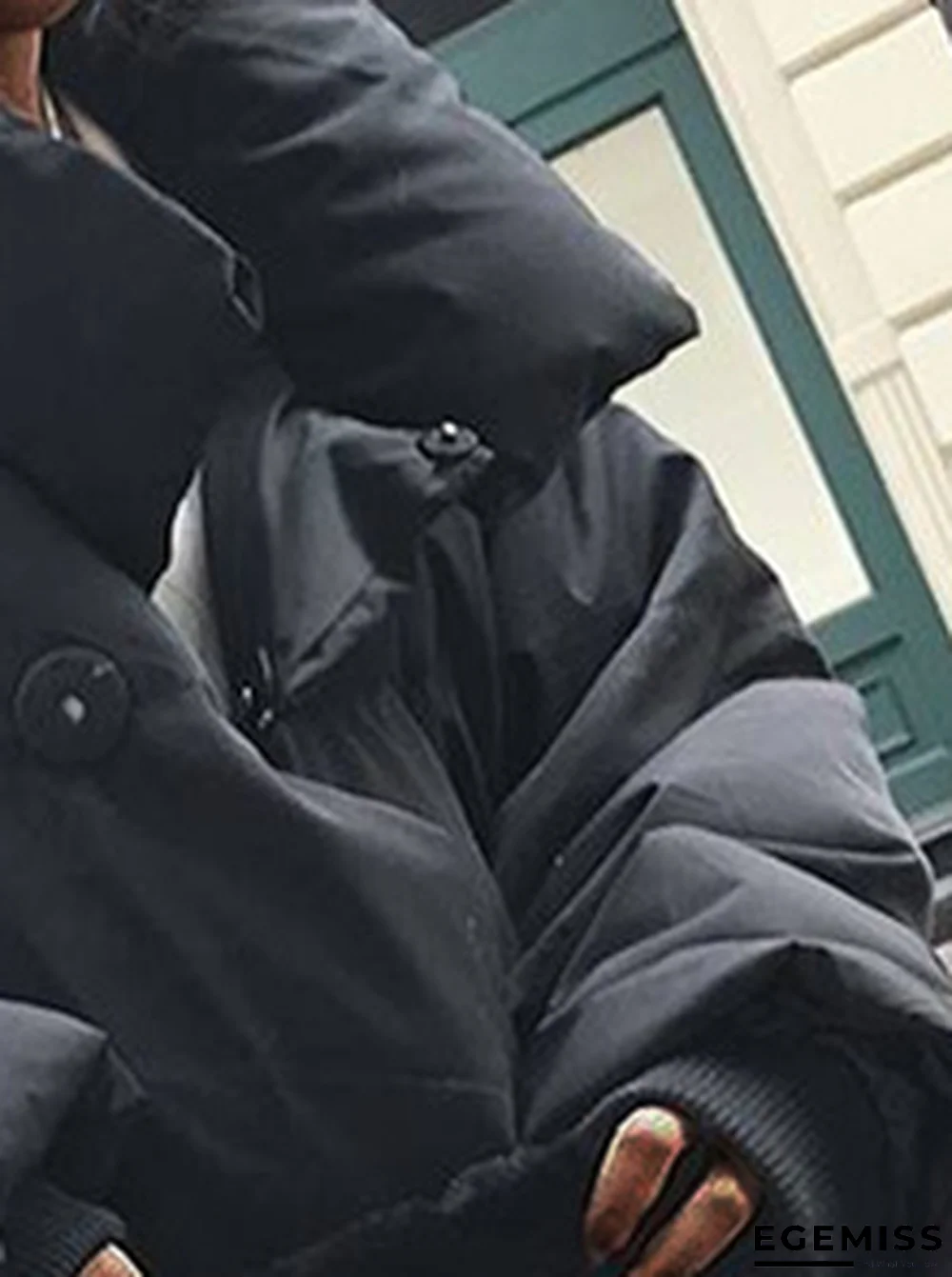 Black Simple Loosen High Neck Outerwear | EGEMISS