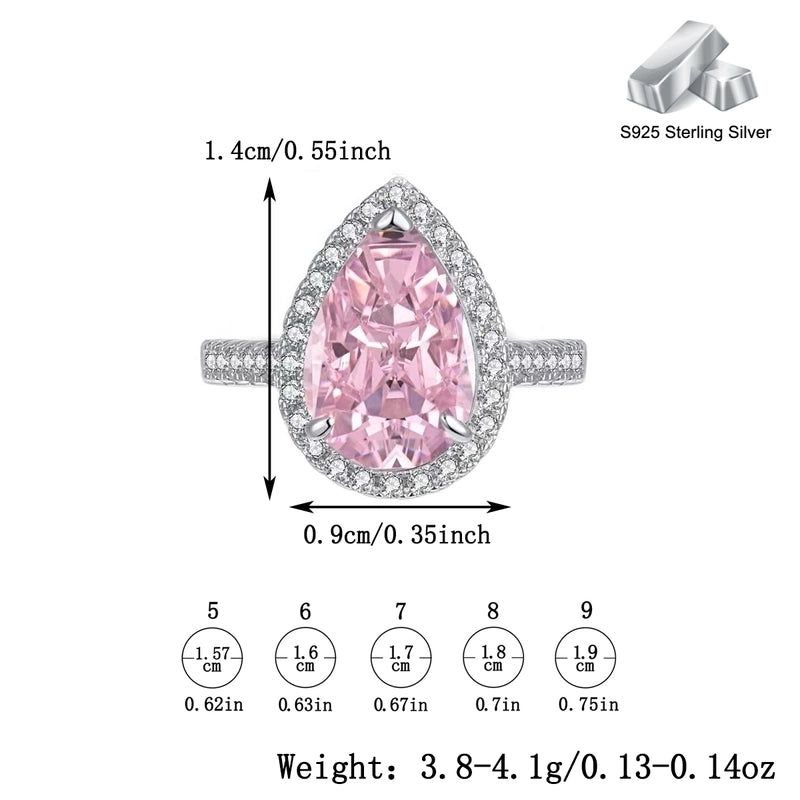 White Gold Plated 925 Sterling Silver High Carbon Diamond Geometric Rings