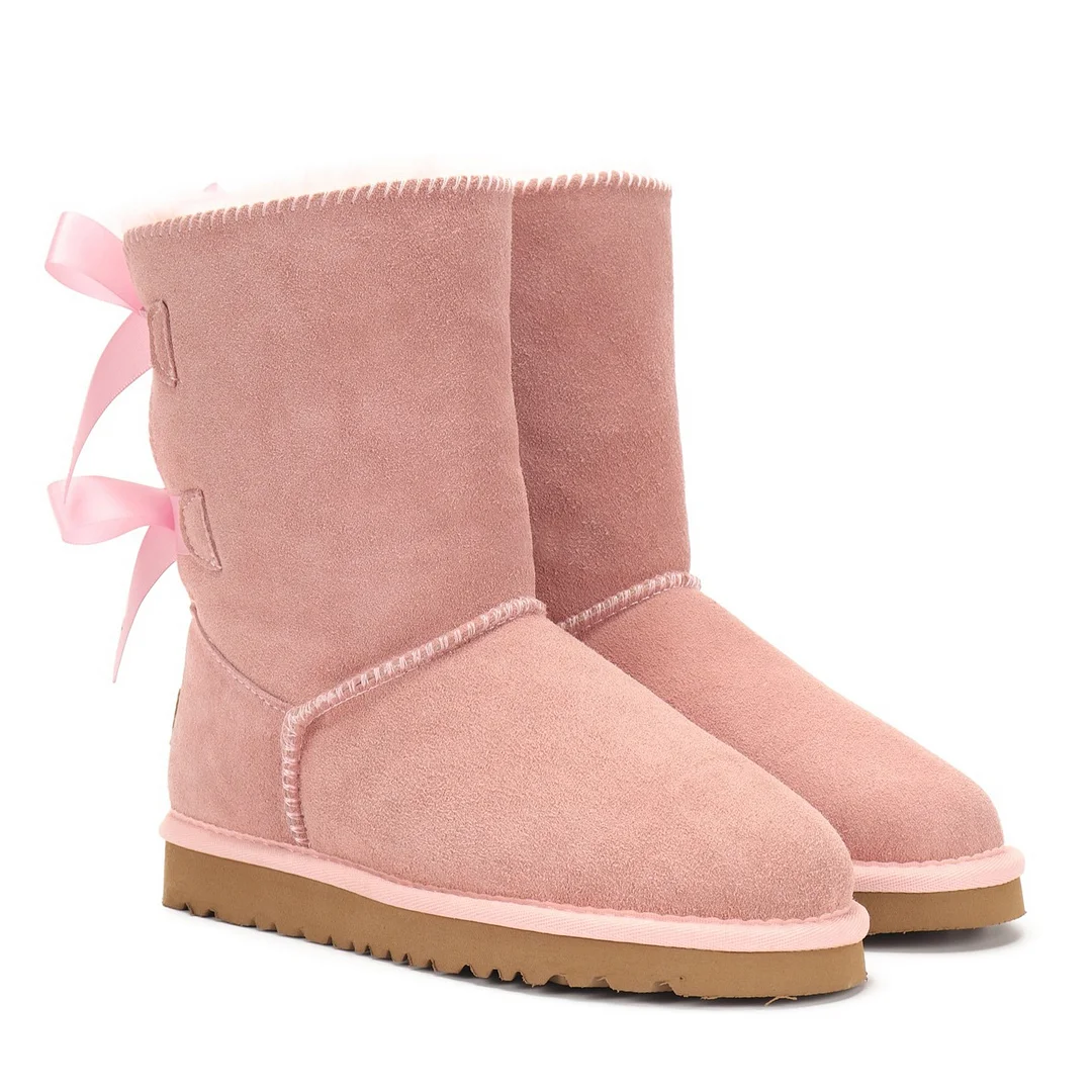 Women's Snow Boots for Winter Mid-Calf High Back Bows-MERUMOTE