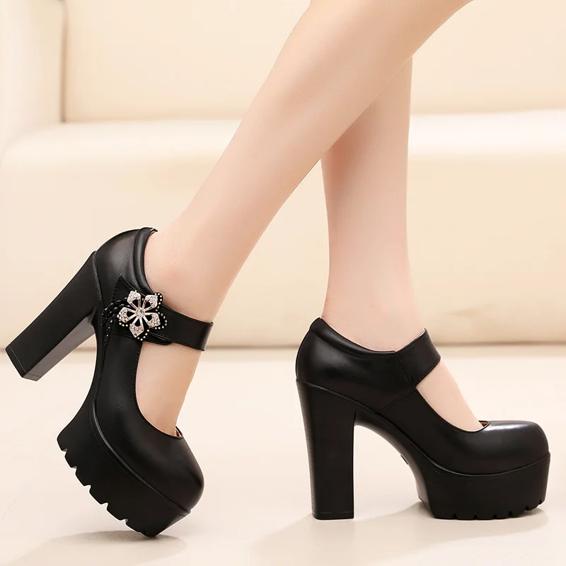 Breakj Breakj High-Heeled High-Heeled Waterproof Table Thick-Soled Model Walking Shoes Magic Beaded Women's Shoes With Cheongsam Shoes