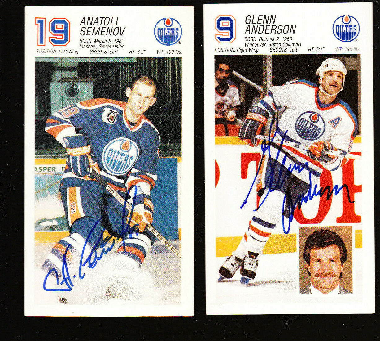 8 LOT SIGNED POSTCARDS EDMONTON OILERS GLENN ANDERSON PETR KLIMA CHARLIE HUDDY