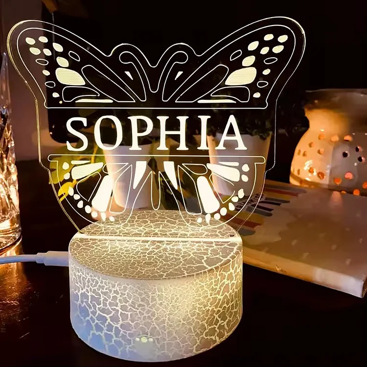 Custom Name Butterfly Shaped Acrylic LED Night Lights