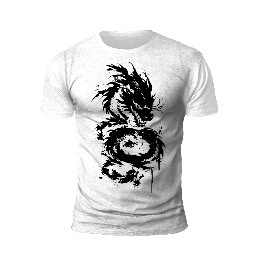 Fierce Dragon: Ink Style Graphic T-Shirt
