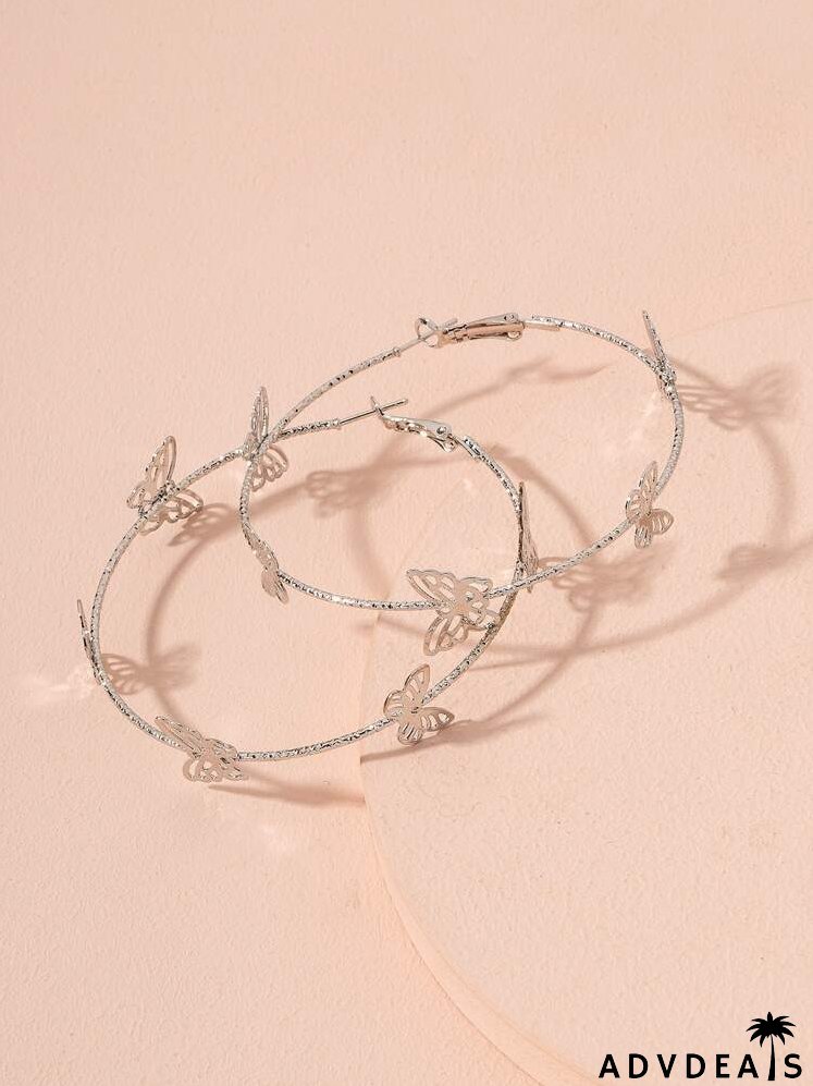 Butterfly Decor Hoop Earrings
