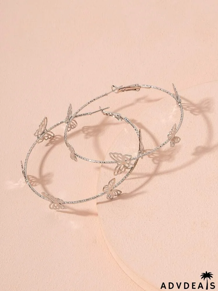 Butterfly Decor Hoop Earrings