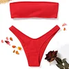 ZAFUL Ribbed Bandeau Bikini Set High Cut Sexy Brazilian Bikini Swimwear Female Bathing Suit Women Sexy Swimsuit Bikini Set
