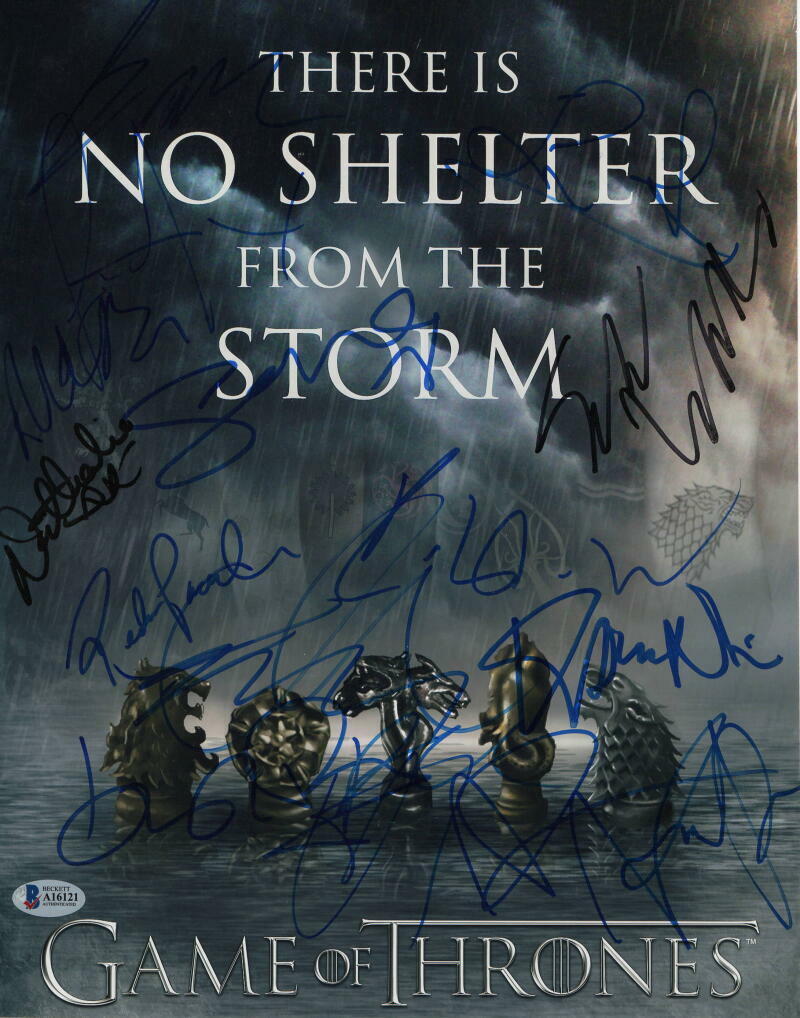 SOPHIE TURNER +9 CAST SIGNED AUTOGRAPH - GAME OF THRONES 11x14 POSTER - BECKETT