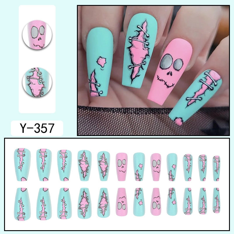 Sweet Color Block Heart Shape ABS Press-on Nails 1 Set
