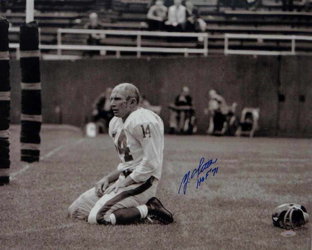 Y.A. Tittle Autographed New York Giants 16x20 On Knees Photo Poster painting W/ HOF-Tristar Auth