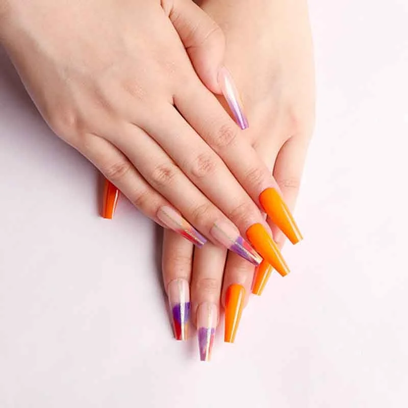 24pcs Khaki Dye Matte Frosted Fake Nails stiletto Dark Blue Color Pointed Head Long Style Wearable ABS Resin Finished Fingernail-Nail Inspo