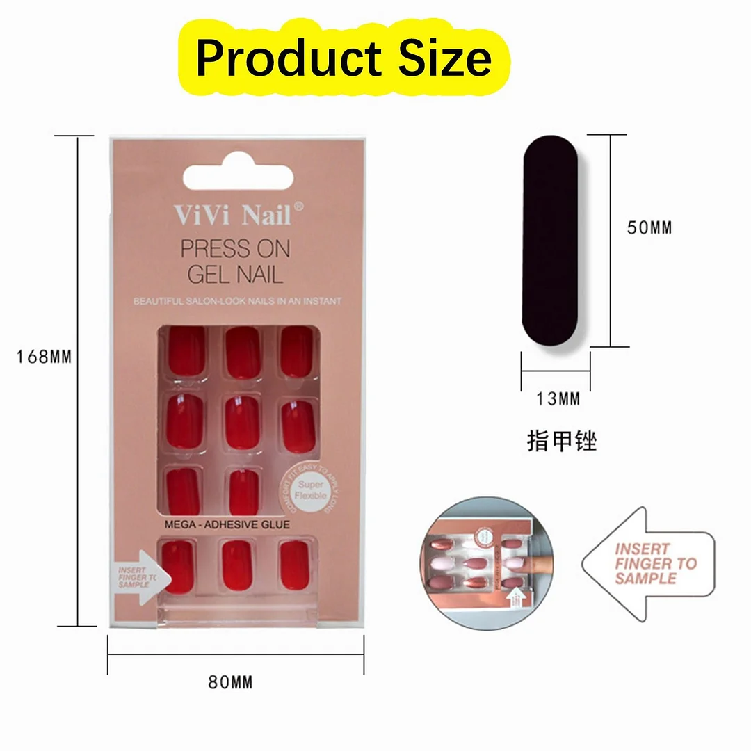24Pcs Nails Art Fake Nail Tips False Press on Coffin with Glue Stick Designs Clear Display Short Set Full Cover Artificial Squar-Nail Inspo