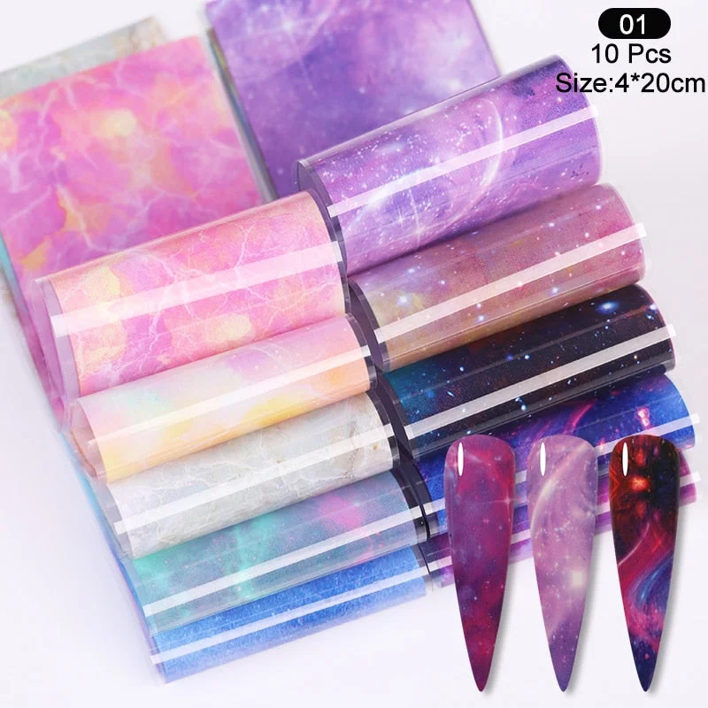 Christmas Of Foil Nail Art Stickers Set With Marble Flower Gilding Pattern Nail Transfer Decals Decorations Nail Accessories