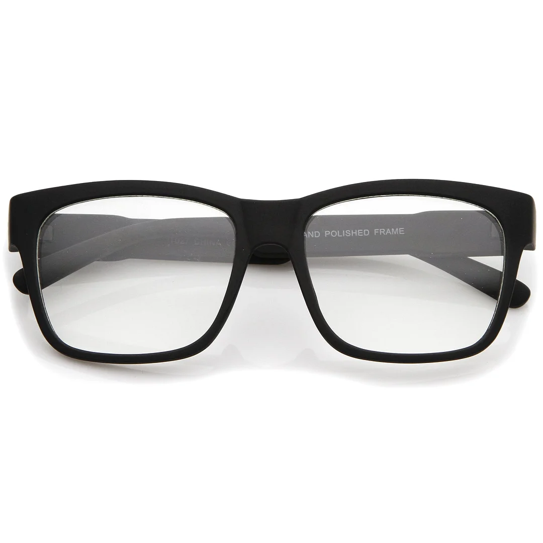 Casual Bold Square Clear Lens Horn Rimmed Eyeglasses 53mm