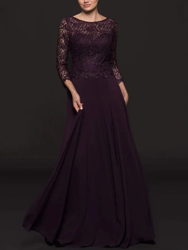 Round neck solid lace maxi dress