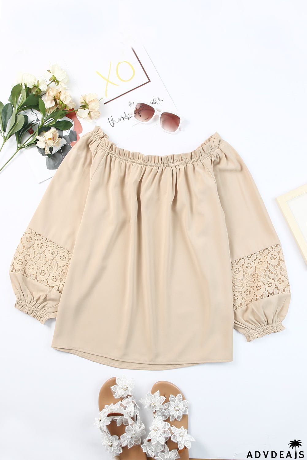 Crochet Hollow-out Off-shoulder Blouse