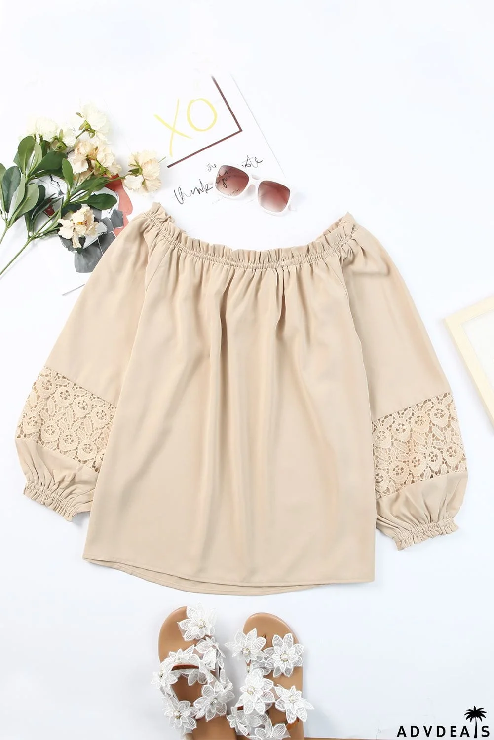 Crochet Hollow-out Off-shoulder Blouse