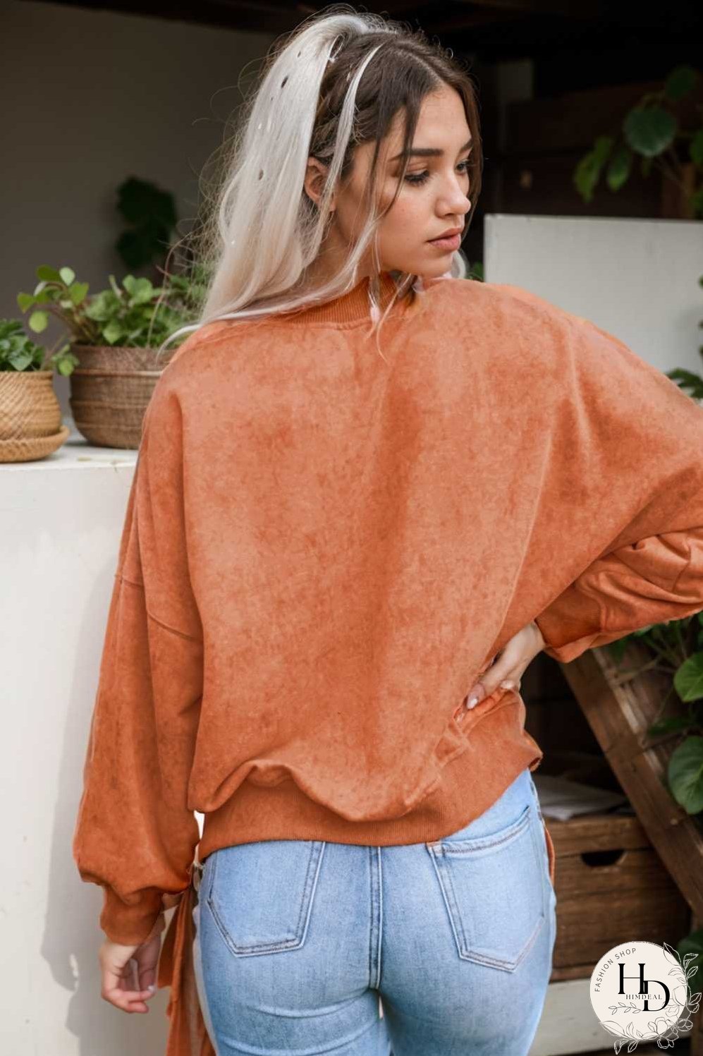 oversized crewneck pullover workout long sleeve hoodie