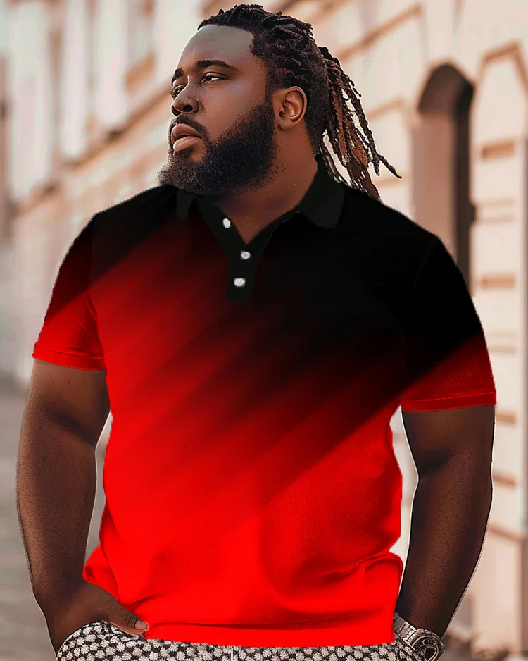 Contrast Dark Printed Oversized Black Men's Polo T-shirt